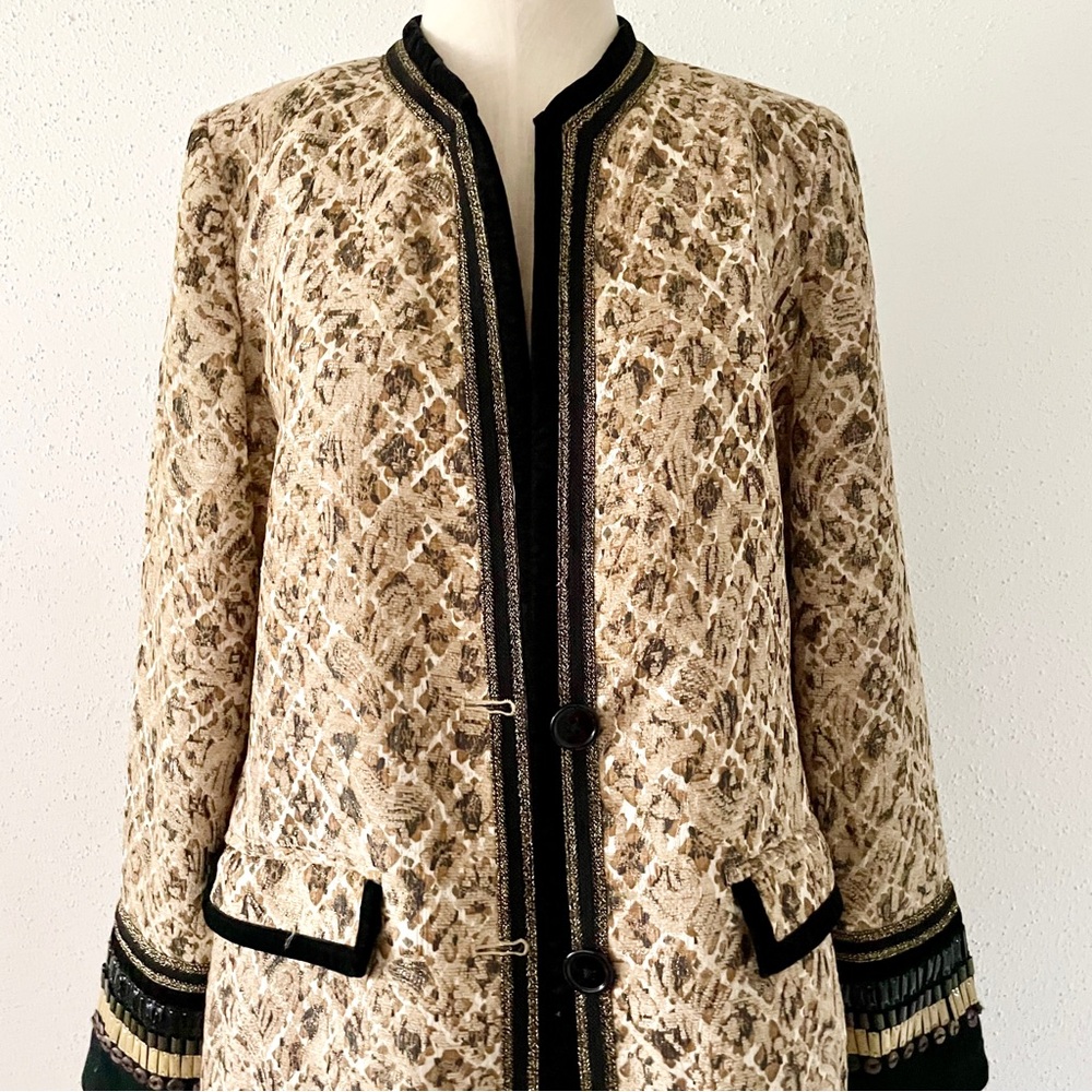 Chico's Artisan Adele Jacket Embroidered Gold/Bla… - image 6
